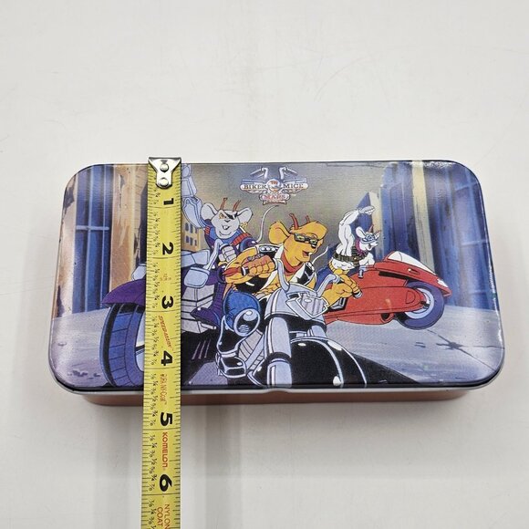Vintage Biker Mice From Mars Tin Box Pencil Case School Organizer Blue Red 1993 - Picture 10 of 12